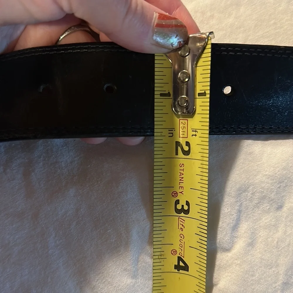 Black Brighton Leather Black with Silver Tone Buckles 37” long